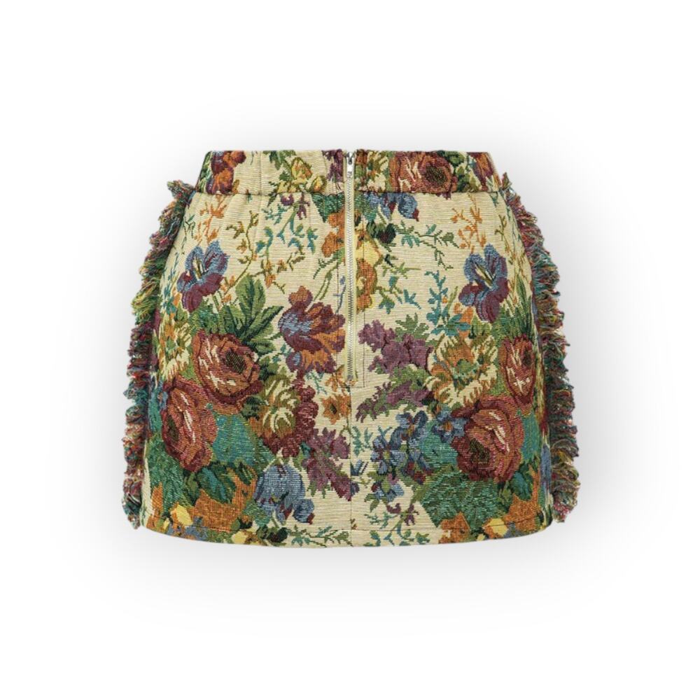 Micas Jacquard Frayed Floral Print Pocket Mini Skirt – XL - Picture 6 of 6